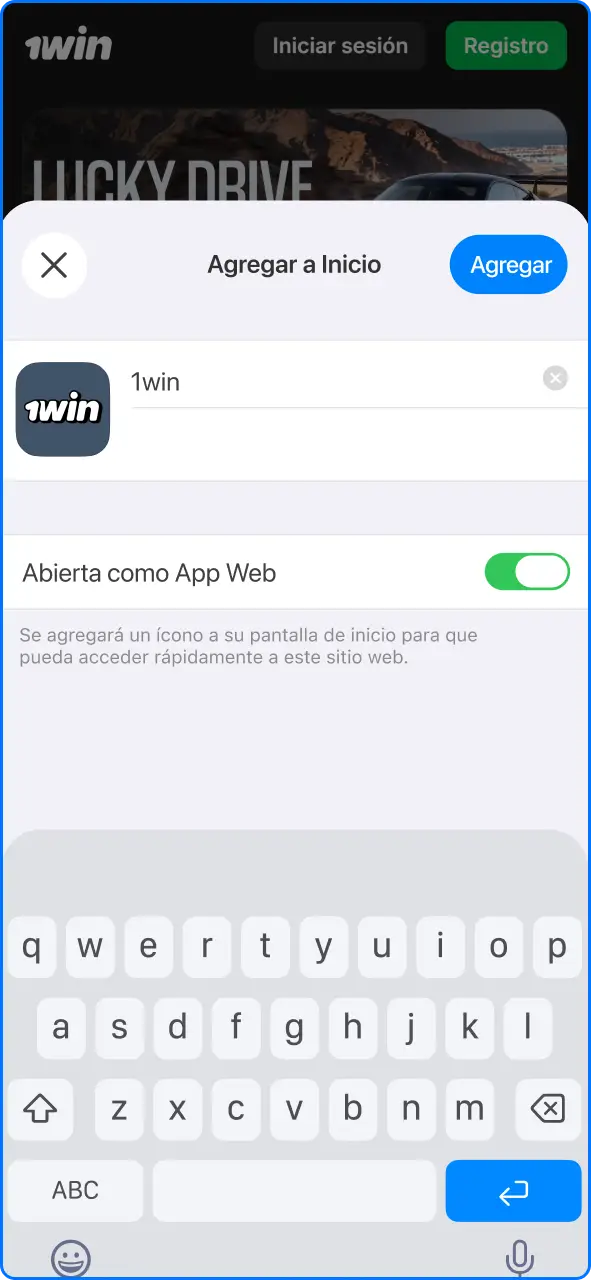 Confirmación del nombre del acceso directo antes de agregarlo a la pantalla de inicio del iPhone.