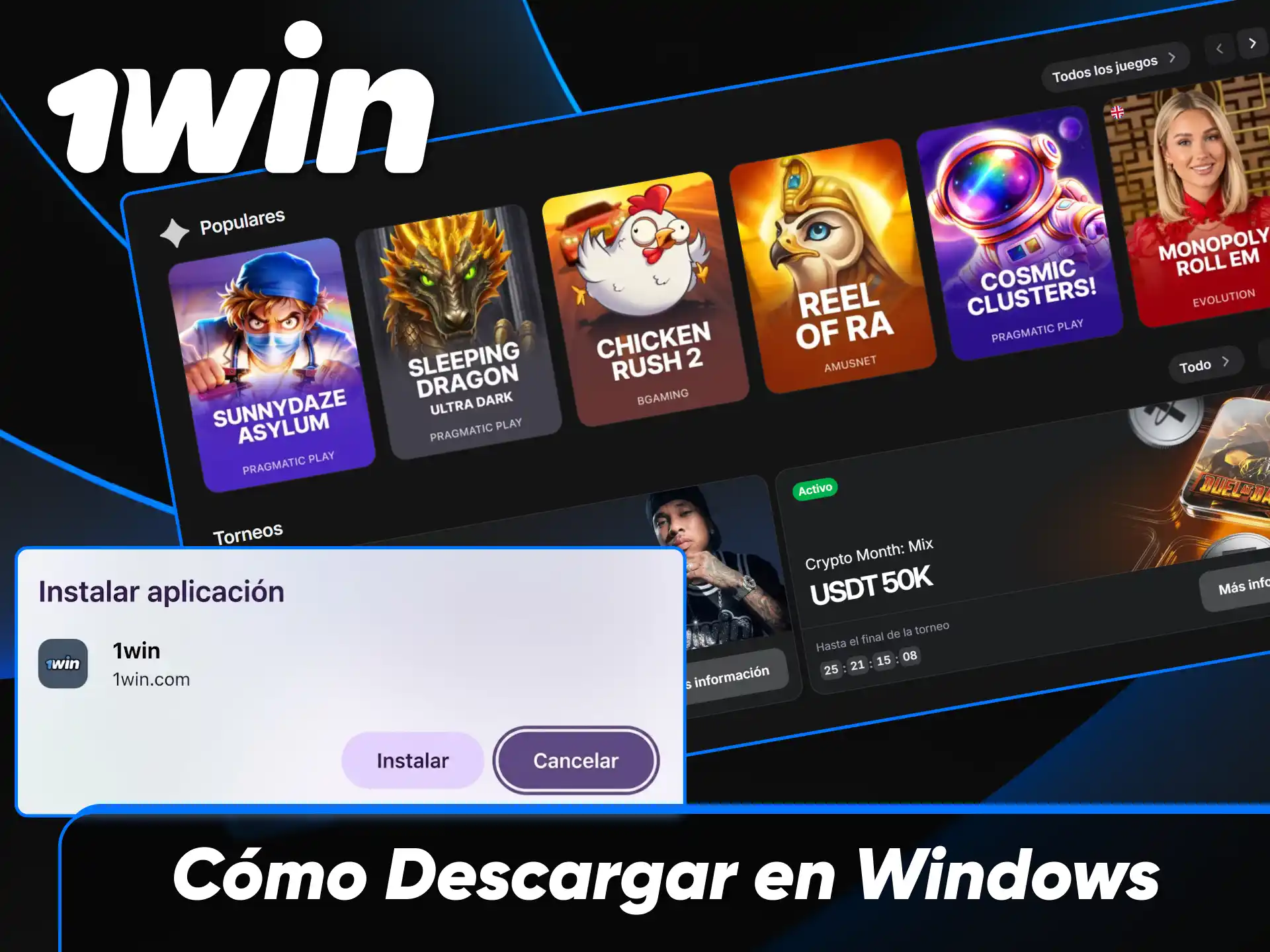 Guía para descargar e instalar la aplicación de 1win en computadoras con sistema operativo Windows.