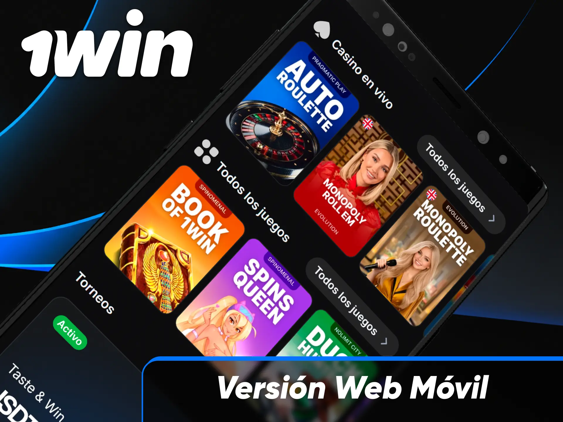 Interfaz de la versión web móvil del sitio oficial de 1win Paraguay optimizada para navegadores móviles.