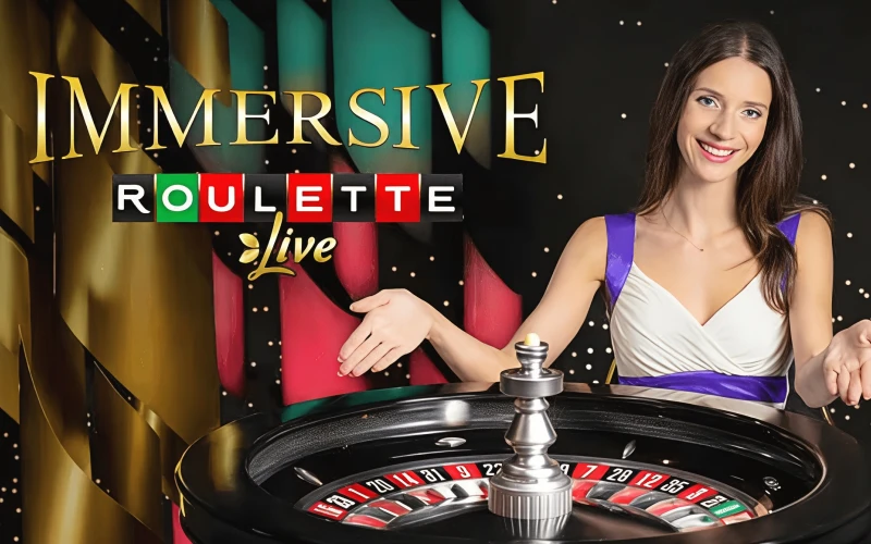 Juego de ruleta en vivo Immersive Roulette con múltiples ángulos de cámara en 1win Paraguay.