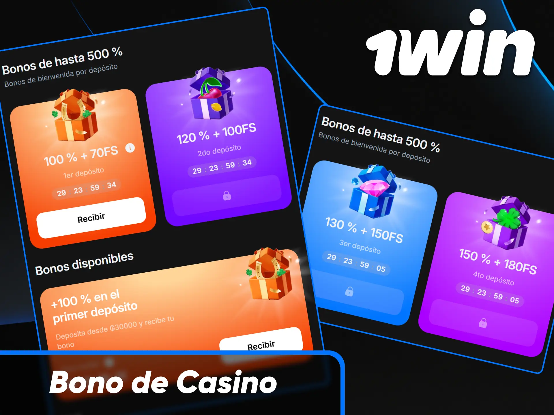 Oferta de bono de casino para jugar en las máquinas tragamonedas de 1win Paraguay.